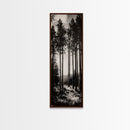 Black White Forest, Minimalist Wall Art, Monochrome Nature Print, Wooded Landscape, Moody Tree Art, Modern Home, Framed Canvas Print