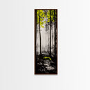 Misty Forest, Yellow Leaves, Autumn Woods, Framed Canvas Print, Nature Wall Art, Modern Home Decor, Minimalist Landscape, Fall Art