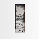 Winter Landscape, Snowy Mountains, Canvas Print, Black and White Photography, Rustic Home Decor, Cozy Cabin Wall Art, Nature Photography