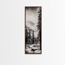 Snowfall Forest, Framed Canvas Print, Winter Scene, Nature Lover Gift, Minimalist Home Decor, Monochrome Art, Living Room Artwork