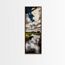 Marshland Scene, Nature Reflection, Blue Sky, Canvas Print, Rustic Landscape Art, Farmhouse Wall Decor, Entryway Nature Art