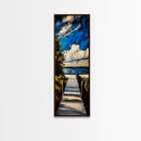 Serene Dock, Lake View, Blue and Gold, Canvas Print, Peaceful Nature Scene, Rustic Wall Art, Cabin Decor, Living Room Artwork