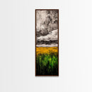 Golden Fields, Dramatic Sky, Green and Yellow, Canvas Print, Rustic Farmhouse Wall Art, Autumn Landscape Decor, Dining Room Art