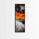 Volcanic Sunset, Fiery Sky, Abstract Mountain, Dramatic Art, Framed Canvas Print, Statement Wall Art, Bold Living Room Decor