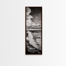 Ocean Power, Wave Crash, Coastal Landscape, Dramatic Seascape, Framed Canvas Print, Black and White Wall Art, Beach House Decor