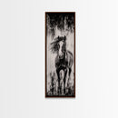 Running Horse, Black and White Art, Western Wall Art, Rustic Home Decor, Equestrian Canvas Print, Large Wall Art, Office Decor