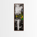 Waterfall Scene, Mountain Landscape, Abstract Nature Art, Canvas Print, Wilderness Wall Art, Green Yellow Decor, Adventure Home Decor