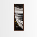 Monochrome Coast, Black and White Seascape, Framed Canvas Print, Beach House Art, Minimalist Landscape, Living Room Wall Art