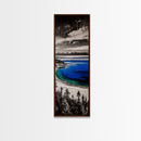 Lake View, Mountain Reflection, Black and White Art, Framed Canvas Print, Cabin Decor, Nature Inspired, Peaceful Wall Art