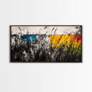 Abstract Field, Colorful Grass, Modern Landscape, Framed Canvas Print, Fall Wall Art, Boho Home Decor, Large Wall Art, Bedroom Wall Art