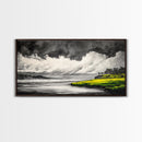 Coastal Storm, Black and White, Dramatic Seascape, Framed Canvas Print, Modern Coastal Art, Minimalist Ocean Wall Art, Large Wall Decor