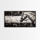 Monochrome Horse, Equestrian Wall Art, Canvas Print, Rustic Black and White Painting, Farmhouse Wall Decor, Western Wall Art