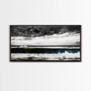 Ocean Wave Painting, Black and White Print, Modern Coastal Wall Decor, Seascape Art, Nautical Home Aesthetic, Framed Canvas Print