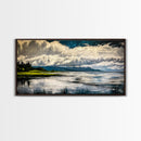 River Reflection, Scenic Water View, Serene Landscape, Framed Canvas Print, Large Nature Art, Modern Home Decor, Bedroom Wall Art