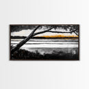 River Sunset, Golden Hour Reflection, Tranquil Waterscape, Moody Landscape Art, Nature Lover Gift, Canvas Print, Bedroom Wall Decor