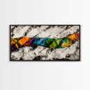 Abstract Wave, Dynamic Ocean Art, Surf Inspired Painting, Black and White Modern Art, Colorful Coastal Decor, Canvas Print, Hallway Art