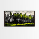 Misty Forest, Dark Green, Woodland Print, Nature Wall Art, Large Framed Artwork, Rustic Cabin Decor, Wilderness Painting, Moody Wall Art