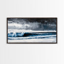 Stormy Ocean, Dramatic Seascape, Blue Waves, Coastal Decor, Moody Beach Art, Modern Wall Decor, Large Statement, Framed Canvas Print