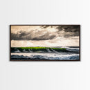 Green Wave, Stormy Ocean, Dramatic Canvas Print, Coastal Wall Art, Surfing Art, Minimalist Waves, Office Decor, Modern Seascape