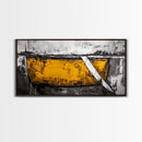 Minimalist Abstract, Yellow Black Art, Industrial Wall Decor, Urban Loft Accent, Framed Canvas Print, Modern Home Office Art