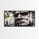Monochrome Face Art, Edgy Black White Painting, Street Art Print, Urban Loft Decor, Framed Canvas Print, Unique Statement Piece