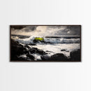 Stormy Sea, Coastal Waves, Nature Painting, Dramatic Seascape, Beach House Art, Framed Canvas Print, Living Room Decor, Ocean Landscape