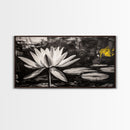Lotus Flower, Black and White Botanical Art, Zen Wall Decor, Nature Painting, Minimalist Canvas Print, Bedroom Meditation Art