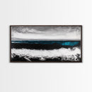 Ocean Horizon, Moody Seascape, Black and White Waves, Framed Canvas Print, Modern Coastal Wall Art, Beach House Decor, Minimalist Art