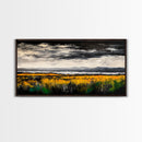 Moody Landscape Painting, Autumn Field Art, Dark Sky Nature Wall Decor, Rustic Country Home Art, Earthy Farmhouse Style, Canvas Print