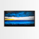 Ocean Waves, Deep Blue, Stormy Sky, Coastal Painting, Modern Seascape, Framed Canvas Print, Beach House Decor, Minimalist Wall Art