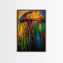 Jellyfish Abstract Art, Vibrant Ocean Painting, Colorful Marine Life Decor, Coastal Nautical Gift, Beach House Wall Art, Canvas Print