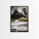 Forest Edge, Beach Shore, Dramatic Sky, Black and White Wall Art, Modern Minimalist Decor, Living Room Art, Canvas Print, Nature Inspired