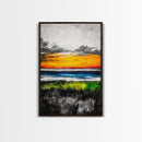 Vibrant Sunset, Ocean Horizon, Dramatic Sky, Framed Canvas Print, Coastal Home Decor, Living Room Wall Art, Abstract Art