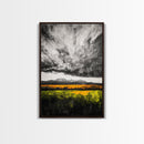 Dramatic Sky, Mountain Landscape, Autumn Wall Art, Golden Field Canvas Print, Rustic Home Decor, Modern Farmhouse Art, Large Wall Art