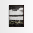 Stormy Beach, Coastal Wall Art, Black White Ocean, Framed Canvas Print, Dramatic Seascape, Nautical Home Decor, Modern Minimalist