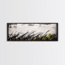 Grassy Field Painting, Minimalist Art, Nature Inspired, Modern Wall Decor, Black and White Art, Framed Canvas Print, Office Wall Art