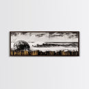 Surreal Ocean Art, Black and White Wave Print, Modern Seascape Painting, Coastal Wall Decor, Abstract Beach Canvas Print, Framed Canvas Print