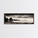 Misty Forest, Black and White Landscape, Minimalist Art, Large Wall Decor, Living Room Wall Art, Framed Canvas Print, Rustic Home Decor