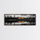 Fall Reflections, Black and White Forest, Vibrant Autumn Colors, Nature Photography, Living Room Wall Art, Canvas Print, Large Wall Art