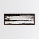 Snowy Lake Scene, Minimalist Landscape, Framed Canvas Print, Winter Wall Art, Serene Home Decor, Modern Office Art, Monochrome Nature Painting