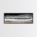 Ocean Waves Painting, Black and White Seascape, Coastal Wall Art, Nautical Beach Decor, Modern Minimalist Style, Framed Canvas Print