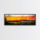 Fiery Peaks, Mountain Sunset, Landscape Painting, Framed Canvas Print, Rustic Home Art, Living Room Decor, Bold Wall Art