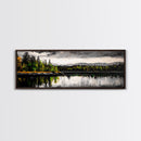 Lake Reflection, Mountain Trees, Framed Canvas Print, Serene Landscape Art, Large Nature Wall Art, Tranquil Home Decor, Bedroom Wall Art