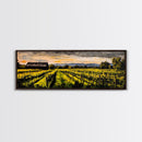Vineyard Painting, Countryside Art, Framed Canvas Print, Rustic Farmhouse Decor, Landscape Wall Art, Warm Autumn Colors, Dining Room Art