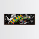 Colorful Snake, Psychedelic Reptile Art, Nature Painting, Wildlife Print, Vibrant Scales, Unique Wall Decor, Framed Canvas Print
