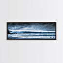 Ocean Wave, Moody Seascape, Blue Water Art, Stormy Sky, Coastal Home Accent, Surfer Decor, Minimalist Wall Art, Canvas Print