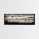 Golden Horizon, Dramatic Sky, Minimalist Landscape, Framed Canvas Print, Neutral Wall Art, Modern Office Decor, Large Wall Hanging