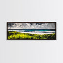 Seaside Escape, Grassy Cliffs, Coastal Wall Art, Canvas Print, Beach Landscape Painting, Relaxing Ocean View, Bedroom Wall Decor