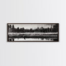 Monochrome Forest, Black and White, Nature Wall Art, Minimalist Landscape, Serene Art, Woodland Scene, Framed Canvas Print, Bedroom Wall Art