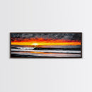 Fiery Sunset Over Ocean, Vibrant Beach Painting, Red and Yellow Sky Wall Art, Coastal Home Decor, Seascape Art, Living Room Artwork, Canvas Print